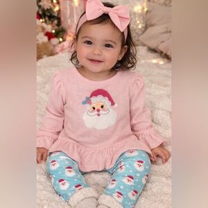 New w tags! Girls Pink Santa Holiday Set